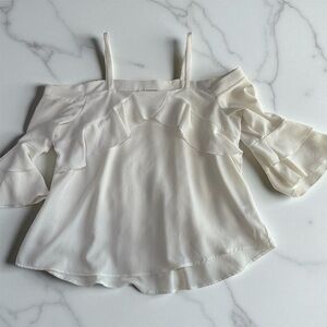 Crave Fame Off-Shoulder Cream Ruffle Blouse  |Size L